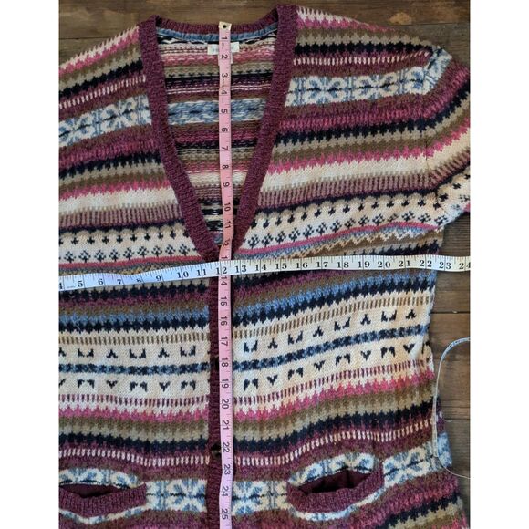SUNDANCE CATALOG Fair Isle Cardigan XL Nordic Wool Blend Oversized Sweater - Picture 5 of 7